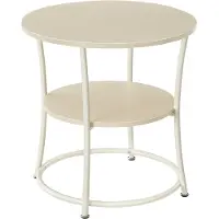 Vasagle Beistelltisch mit 2 Ablagen und Stahlrahmen naturbeige LET056N01