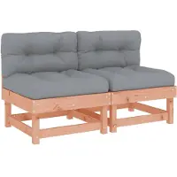 vidaXL Mittelsofas mit Kissen 2 Stk. Massivholz Douglasie