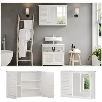 Vicco Badspiegelschrank Riad Weiß 68 x 48 cm mit 2 Türen, Model 40442