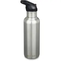 Klean Kanteen Classic Water Bottle 1011192 Brushed Stainless, Flip Seal Sport Cap, Trinkflasche, 800 ml