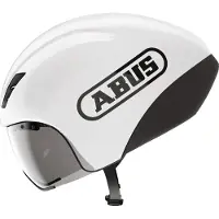 ABUS Zeitfahrhelm GameChanger TT 1.1 - aerodynamischer Fahrradhelm für sportliches Fahren - Triathlon, Zeitfahren und Bahnradfahren - für Damen und Herren - Weiß, Größe S (51-55 cm)