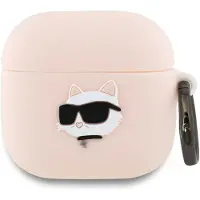 Karl Lagerfeld Kla4Runchp Airpods 4 Abdeckung Różowy/Rosa Silikon Choupette Kopf 3D