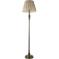 Licht-Erlebnisse Stehleuchte Metall Stoff 164 cm hoch in Messing Antik Braun E27 rund Klassisch