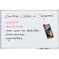Franken Whiteboard X-tra!Line, emaillierte Oberfläche, magnethaftend, beschriftbar, inkl. Ablageschale, B 2000 x H 1000 mm, Stahl/Aluminium, weiß-silber