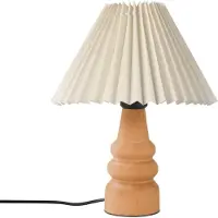 Opviq , Hochwertige Tischlampe mit Holzgehäuse, Ø22 h:14 cm, Höhe: 32 cm, Kabel: 150 cm, E27 Fassung, max. 40 W, Creme und Eiche, skandinavisches Design, IP20.