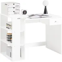 SoBuy Schreibtisch mit 3 Ablagen,Arbeitstisch.Computertisch,Bürotisch,FWT35-W