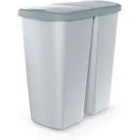 Prosperplast Abfallbehälter COMPACTA Q DUO, 45 l Asche mit hellgrauem Deckel