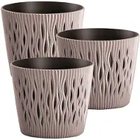 Wellhome Sandfarbener Runder Plastiktopf 22.5x19.2 Cm 3 Einheiten