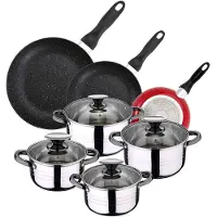San Ignacio Edelstahl 3er-set Bratpfannen Plus 8-teiliges Topfset 16cm 20cm 24cm