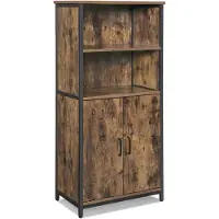 Vasagle LSC66BX, Lagerschrank, Bodenstehend, Wandschrank, 4 Regale, 2 Tür(en), Schwarz, Braun