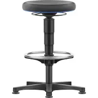 BIMOS Allround Hocker , sitzhöhenverstellbar 560-810 mm, mit Gleiter & Fußring, Supertec-Bezug, schnitt- & rutschfest, mit Mikropanzerung, Farbring blau