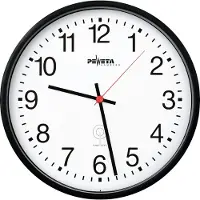 Peweta Funkwanduhr Ø 250 mm, schwarz, arabische Zahlen, Funkuhr DCF77, Mineralglas