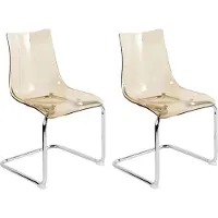 Beliani Esszimmerstuhl 2er Set Transparent Orange aus Kunststoff Freischwinger Durchsichtig Modernes Design Plastikstühle Esszimmer Küche