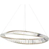 Beliani Kronleuchter Gold Eisen Pendelleuchte mit Kristallen LED Beleuchtung Glamour Stil