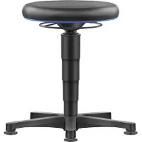 BIMOS Allround Hocker , sitzhöhenverstellbar 450-650 mm, mit Gleiter, Kunstlederbezug, abwaschbar, unempfindlich gegen Öle & Desinfektionsmittel, Farbring blau