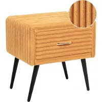 Beliani Nachttisch Orange Cord 38x46x49 cm mit Metallgestell Schwarz 1 Schublade Rechteckig Aufbewahrung Modern Glamourös Möbel für Schlafzimmer