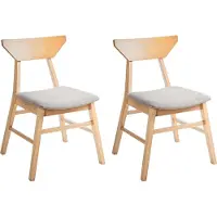 Beliani Esstischstuhl 2er Set Hellbraun und Taupe Polyester Gummi Holz Rückenlehne und Rahmen Gepolsterter Sitz Esszimmer Küche