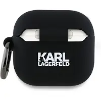 Karl Lagerfeld Kla4Runkchk Airpods 4 Abdeckung Czarny/Schwarz Silikon Karl&Chaupette Kopf 3D