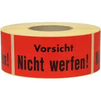 Transpak Hinweisetikett Masse 145x70mm Papier rot Vorsicht Nicht werfen