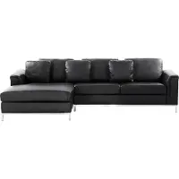 Beliani Ecksofa Schwarz Echtleder L-Förmig Rechtsseitig Modern Wohnzimmer