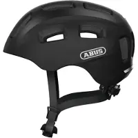 ABUS Fahrradhelm Youn-I 2.0 - mit Licht für Kinder, Jugendliche und junge Erwachsene - für Mädels und Jungs - Schwarz Matt, Größe S (48-54 cm)
