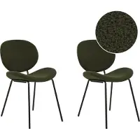Beliani Esszimmerstühle 2er Set Dunkelgrün aus Bouclé Schwarze Beine Modernes Retro Design für Esszimmer
