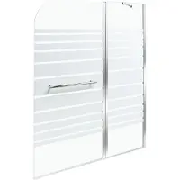 Beliani Badewannenaufsatz Silber Sicherheitsglas u. Aluminiumprofil 140 Hoch 100 cm Breit 2-Teilig mit Schwingtür Griff Festteil Modern für Badezimmer