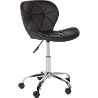 Beliani Arbeitshocker Schwarz Kunstleder mit Rollen Höhenverstellbar Drehbar Arbeitsstuhl Modern Sitzmöbel Büro Kinderzimmer Jugendzimmer Ausstattung