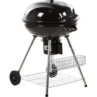 Beliani Holzkohle-Kugelgrill Schwarz Stahl Rollbar mit Thermometer und Aschebehälter 2 Grillroste Ablagen Garten BBQ Outdoor Ausstattung