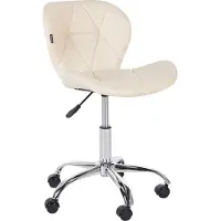 Beliani Arbeitshocker Beige Kunstleder mit Rollen Höhenverstellbar Drehbar Arbeitsstuhl Modern Sitzmöbel Büro Kinderzimmer Jugendzimmer Ausstattung
