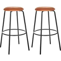 Beliani Barhocker Orange Samt und Metall ohne Lehne mit Fußstützen Retro Design Sitzmöbel Wohnzommer Küche Bar Wohnküche Ausstattung