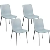 Beliani Esszimmerstühle 4er Set Hellblau aus Stoff Gepolstert mit Schwarzen Beinen Elegant Moderner Stil für Esszimmer
