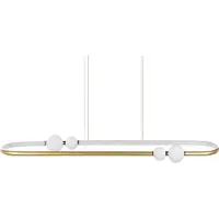Beliani Hängelampe Gold aus Aluminium und Eisen Integrierte LED-Leuchten Ovalform Hängeleuchte Modern glamourös Beleuchtung