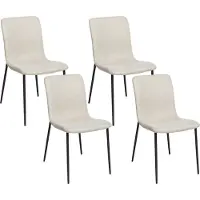 Beliani Esszimmerstühle 4er Set Hellbeige aus Stoff Gepolstert mit Schwarzen Beinen Elegant Moderner Stil für Esszimmer