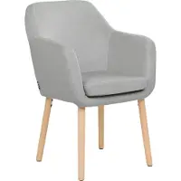 Beliani Esszimmerstuhl Grau Samt mit Hellen Holzbeinen Hohen Armlehnen Retro-Design Wohnzimmer Wohnküche Esszimmer Ausstattung Sitzmöbel