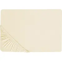 Beliani Spannbettlaken Baumwolle beige 200 x 200 cm JANBU