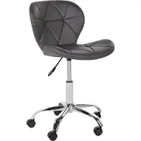 Beliani Arbeitshocker Graphitgrau Kunstleder mit Rollen Höhenverstellbar Drehbar Arbeitsstuhl Modern Sitzmöbel Büro Kinderzimmer Jugendzimmer Ausstattung