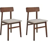 Beliani Esszimmerstühle 2er-Set Schwarzes Gestell aus Gummibaumholz Beiger Sitz Polyestergewebe Armloses Retro-Design
