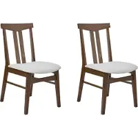 Beliani Esszimmerstühle 2er-Set Gestell aus dunklem Gummibaumholz Sitzfläche aus grauem Stoff Armlos Retro Traditionelles Design