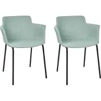 Beliani Esszimmerstuhl 2er Set Mintgrün Stoffbezug mit Schwarzen Metallbeinen Hohe Armlehnen Modern Wohnzimmer Esszimmer Küche Ausstattung Möbel