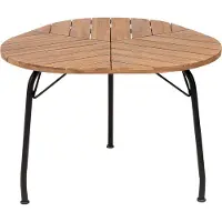 Beliani Gartentisch Hellbraun Akazenholz Rund 120 cm mit Schirmloch Standfuß Lattenoptik Runstikales Design Outdoor Terrasse Garten