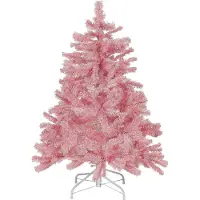 Beliani Weihnachtsbaum 120 cm Rosa aus Kunststoff mit Ständer Weihnachtszeit Weihnachten Wohnzimmer Modern