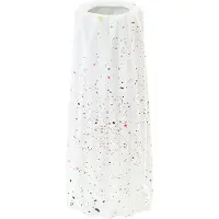 Beliani Blumenvase Keramik weiss 24 cm AMALIADA