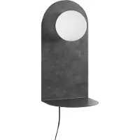 Beliani Wandleuchte Graphitgrau Metall 1-Flammig mit Ablage Regal Schirm Kugelform Schalter Langes Kabel für Steckdose Modern Schlafzimmer Beleuchtung