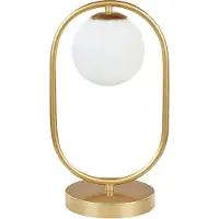 Beliani Tischlampe Gold Weiß aus Metall Glas Rund Kugel Form Nachttischlampe Tischleuchte für Schlafzimmer Wohnzimmer Flur