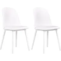 Beliani Esszimmerstuhl 2er Set Weiß Kunststoff mit Sitzpolster Hoher Rückenlehne Ohne Armlehnen Modern Wohnzimmer Essbereich Flur Diele Ausstattung