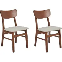 Beliani Esszimmerstuhl 2er Set Taupe Stoffbezug mit Dunklen Holzbeinen Hohe Rückenlehne Retro Klassisches Design für Wohnzimmer Esstisch Gastronomie