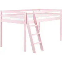 Beliani Kinderbett Rosa Kiefernholz mit Leiter Gelände Lattenrost 90x200 cm Modern Kinderzimmer Jugendbett Einzelbett Hochbett Mittelhochbett