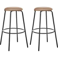 Beliani Barhocker Hellbraun Samt und Metall ohne Lehne mit Fußstützen Retro Design Sitzmöbel Wohnzommer Küche Bar Wohnküche Ausstattung