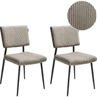 Beliani Esszimmerstuhl 2er Set Taupe aus Cord Stoff Gepolstert mit Eisenbeinen Retro Eleganter Moderner Stil Stühle für Esszimmer Küche
